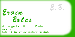 ervin bolcs business card